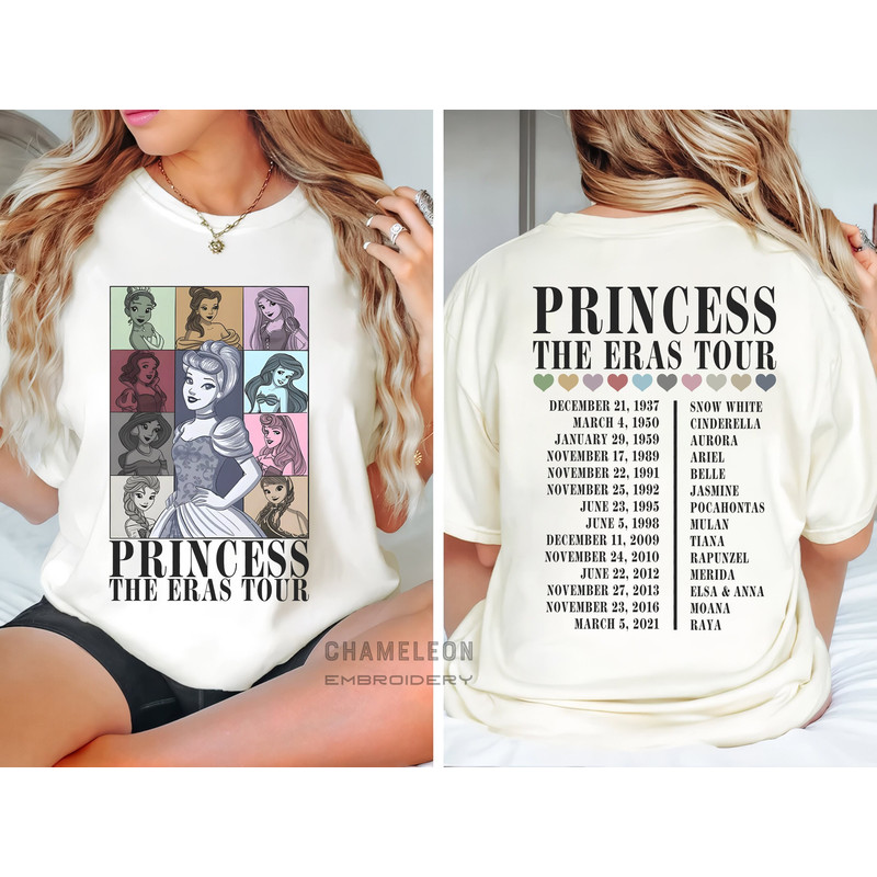 Princess Eras Tour Shirt, Disney Princess Tour Tee, Disney Princess Characters Shirt, Disney Girl Trip Shirt,Disneyland Shirt.jpg