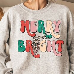 merry and bright sweatshirt, christmas sweatshirt, 80