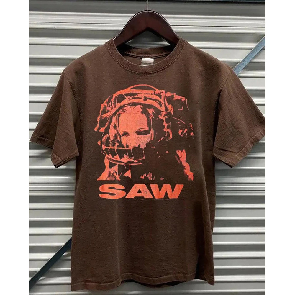 Vintage Saw Reverse Bear Trap movie promo tee, SAW Movie Vintage 90s T Shirt, Saw Horror Movie T Shirt 4.jpg