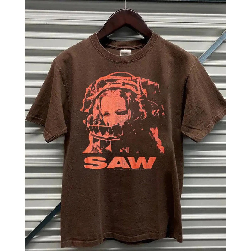 Vintage Saw Reverse Bear Trap movie promo tee, SAW Movie Vintage 90s T Shirt, Saw Horror Movie T Shirt 4.jpg