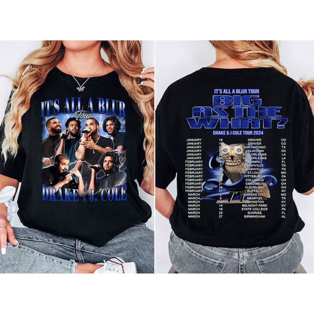 Drake J Cole Big As The What Tour 2024 Shirt, Drake J Cole It's All Blur Tour Shirt, Rap Music Tour, Drake Fan Shirt, J Cole Concert Shirt.jpg