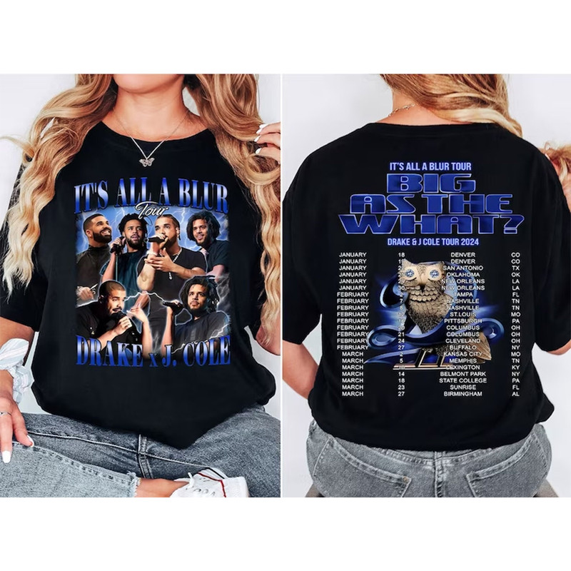 Drake J Cole Big As The What Tour 2024 Shirt, Drake J Cole It's All Blur Tour Shirt, Rap Music Tour, Drake Fan Shirt, J Cole Concert Shirt.jpg