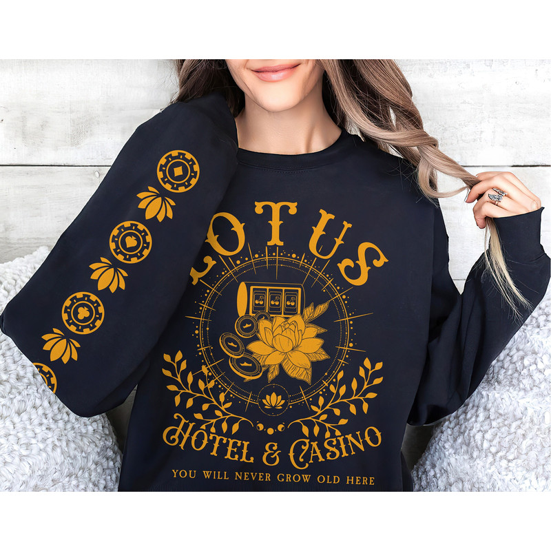 Lotus Hotel & Casino Sweatshirt Percy Jackson Shirt, Camp Half Blood Chronicles Tshirt, Rick Riordan Merch, Bookish Shirts.jpg