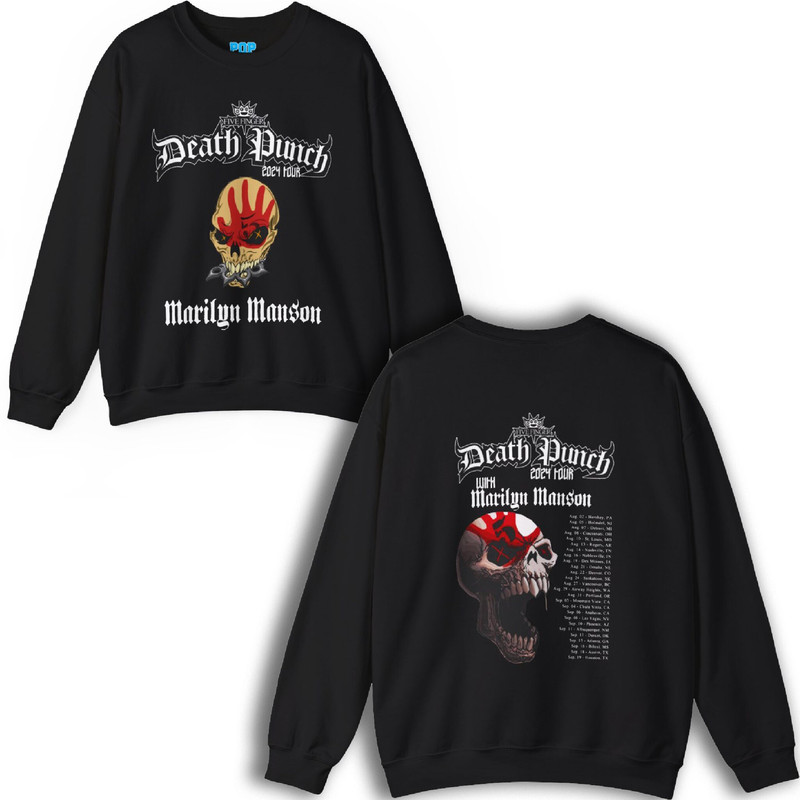 Five Finger Death Punch 2024 Tour with Marilyn Manson (Tour Dates) Unisex Sweatshirt.jpg