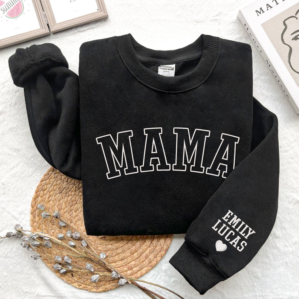 Embroidered Personalized Mama Sweatshirt with Kid Names on Sleeve, Mothers Day Gift, Birthday Gift for Mom,New Mom Gift, Minimalist Cool Mom.jpg