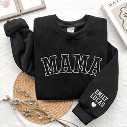 embroidered personalized mama sweatshirt with kid names on s, 92