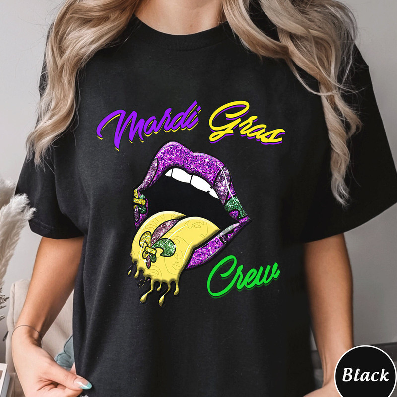 Mardi Gras Crew Sweatshirt, Women Mardi Gras Costume, New Orleans Cruise Shirt, Fleur De Lis Tee, Fat Tuesday, Mardi Gras Carnival Shirt.jpg