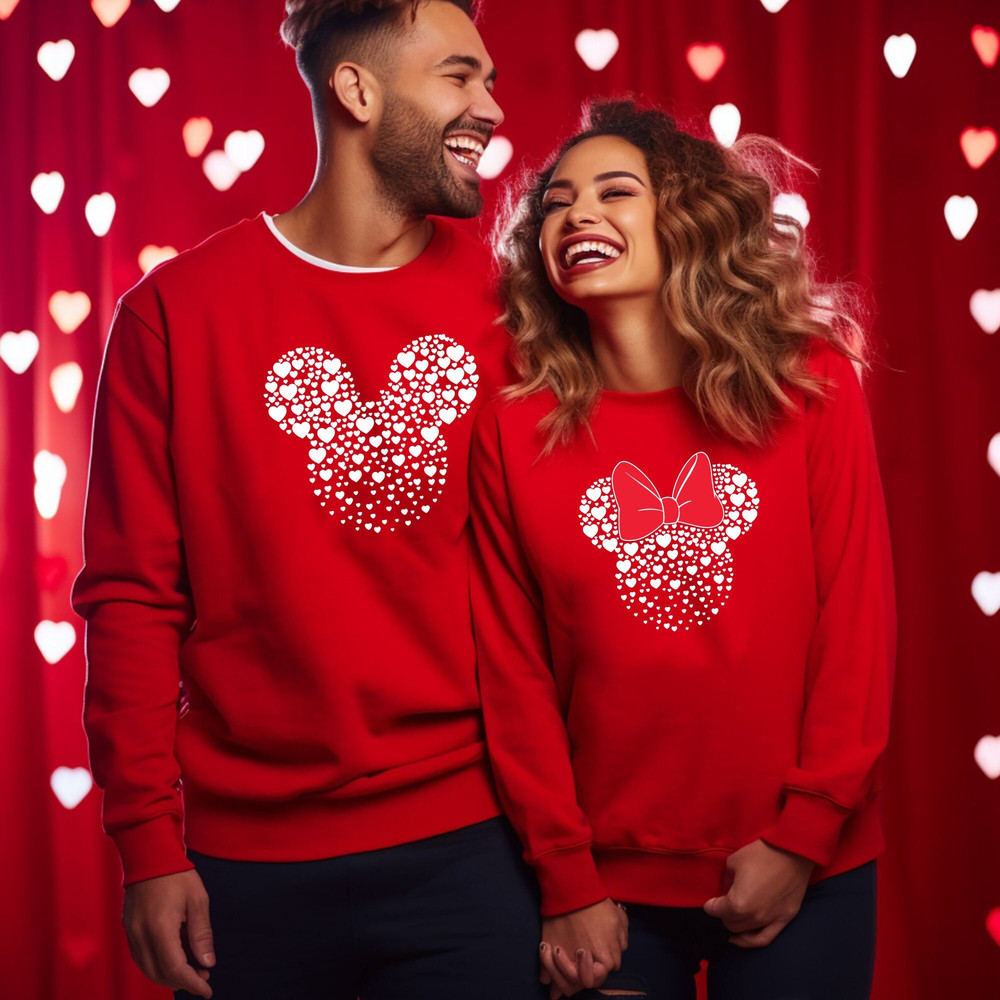 Mickey and Minnie Ears With Heart Sweatshirt For Valentines Day, Disneyworld Valentines Travel Shirts, Valentine's Day Disney Matching Shirt.jpg