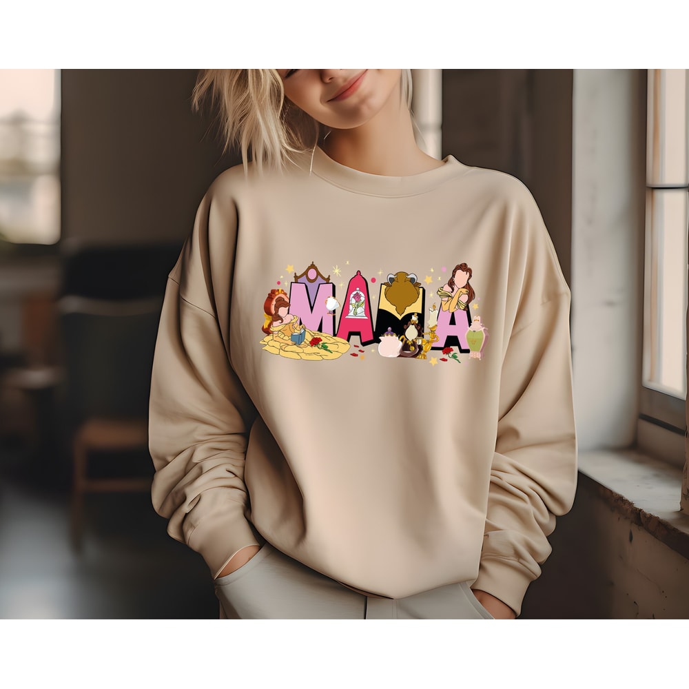 Disney Beauty and the Beast Mama Sweatshirt, Princess Mom Shirt, Belle Princess Mom Shirt, Disneyland Beauty Mama Shirt, Mother's Day Shirt.jpg