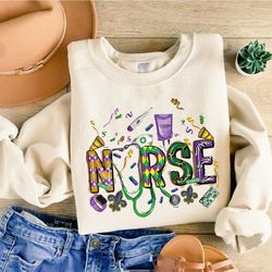 mardi gras nurse sweatshirt, nursing mardi gras carnival shirt, 58