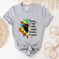 sunflower autism puzzle shirt, always unique totally interesting sometimes mysterious shirt, 90