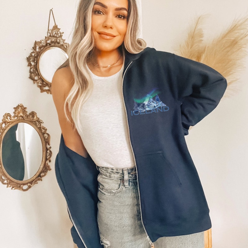 Iceland Zip Up Hoodie Iceland Sweatshirt Northern Lights Zip Up Jacket Iceland Hoodie Icelandic Clothes Mountain Sweatshirt Icelandic Gifts.jpg