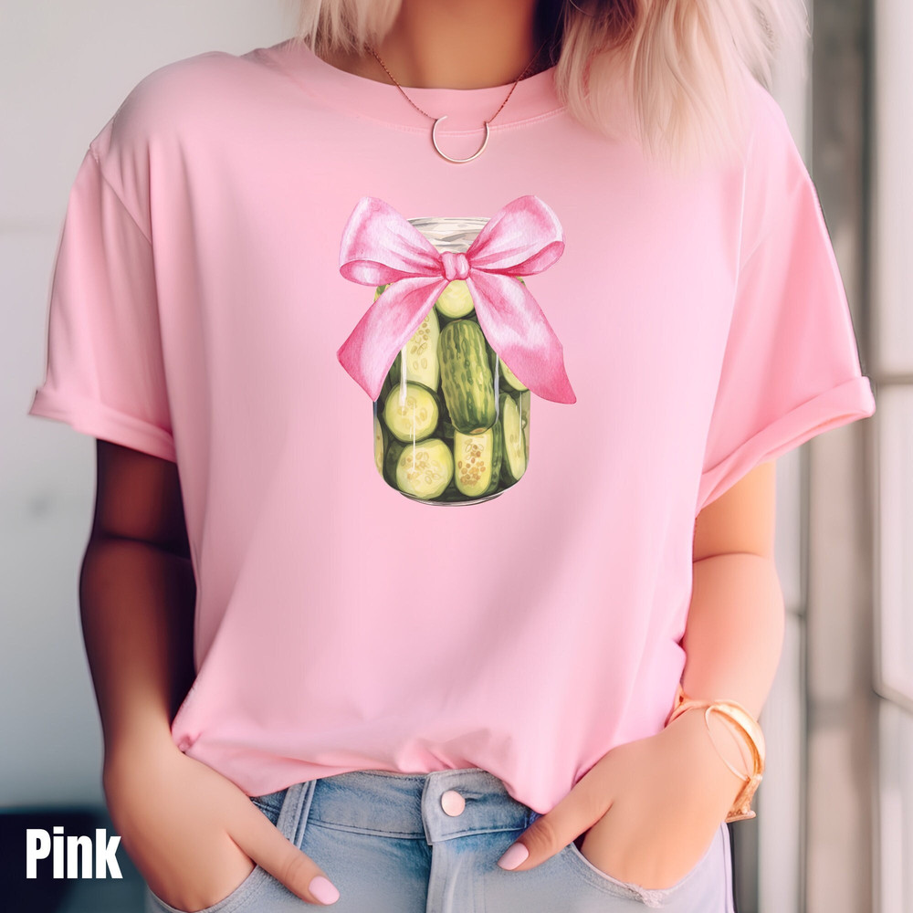 Pickle Shirt, Coquette Shirt, Pink Bow Shirt, Coquette Aesthetic Shirt, Pickle Gift, Soft Girl Era Tee, Ribbon Shirt, Coquette Bow.jpg