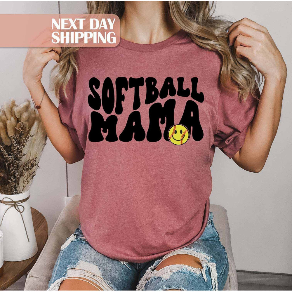 Softball Day Shirt, Softball Fan Shirt, Softball Happy Face, Mama Softball Shirt, Softball Team Shirts, School Softball, Softball Mom Gifts.jpg