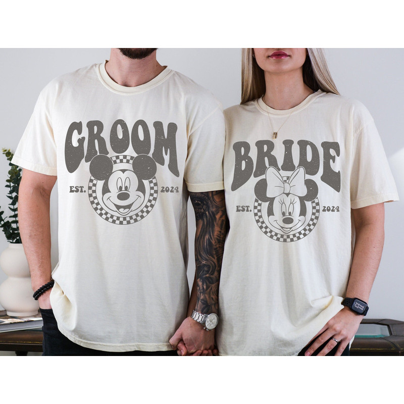 Custom Disney Groom Bride Shirt, Just Married Shirt, Minnie Bride Shirt, Disney Honeymoon Shirt, Disney Anniversary Shirt.jpg