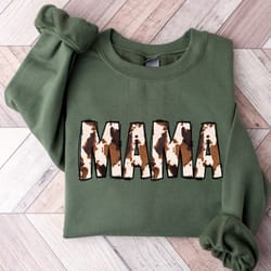 mama sweatshirt, buffalo plaid mama sweatshirt, cow pattern
