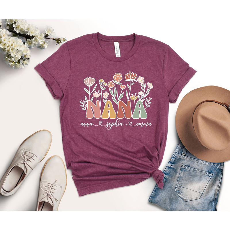 Personalized Grandma Wildflowers Shirt, Nana Shirt With Grandkids Names, Mother's Day Shirt, Custom Names Grandma Shirt, Floral Nana Shirt.jpg