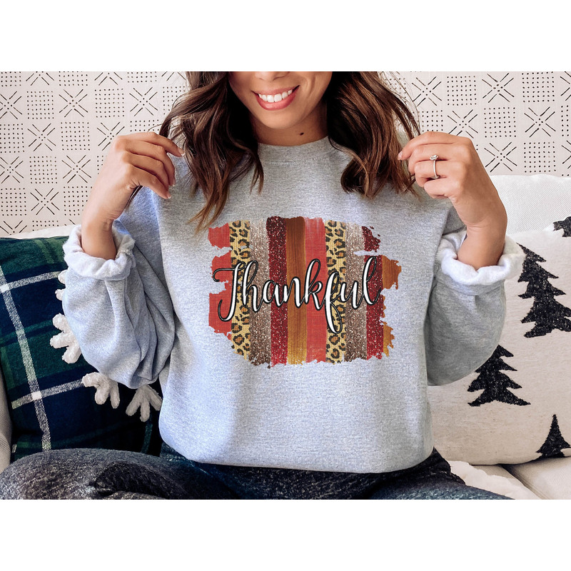 Thankful Shirt Thanksgiving Sweatshirt, Thanksgiving Shirt, Fall Sweatshirt, Women Fall Shirt, Thankful Leopard, Thanksgiving Crewneck.jpg