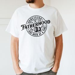surviving fatherhood one beer at a time shirt -funny dad shirt-skeleton dad -husband gift tee-fatherhood tee