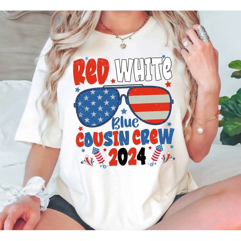 Red White and Blue Cousin Crew 2024 Shirt, 4th of July Cousin Crew Shirt, Matching Cousins Tee, 4th Of July Kids Shirt, Independence Day Tee.png