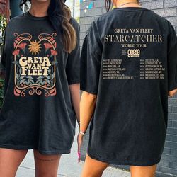90s greta van fleet band shirt, greta van fleet world tour 2024 merch, greta van fleet unisex shirt, starcatcher world