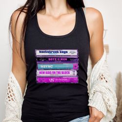 90s boy bands tank top, cassette tape music, backstreet boys boyz ii men nsync new kids on the block 98 degrees cute
