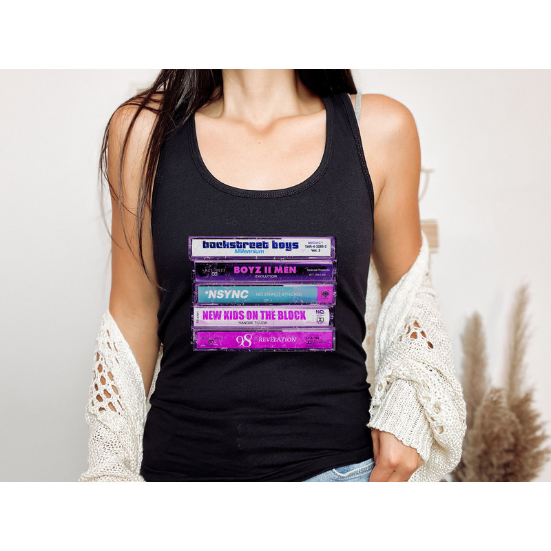 90s Boy Bands Tank Top. Cassette Tape Music. Backstreet Boys Boyz II Men Nsync New Kids on the Block 98 Degrees Cute Party Gift Retro.jpg