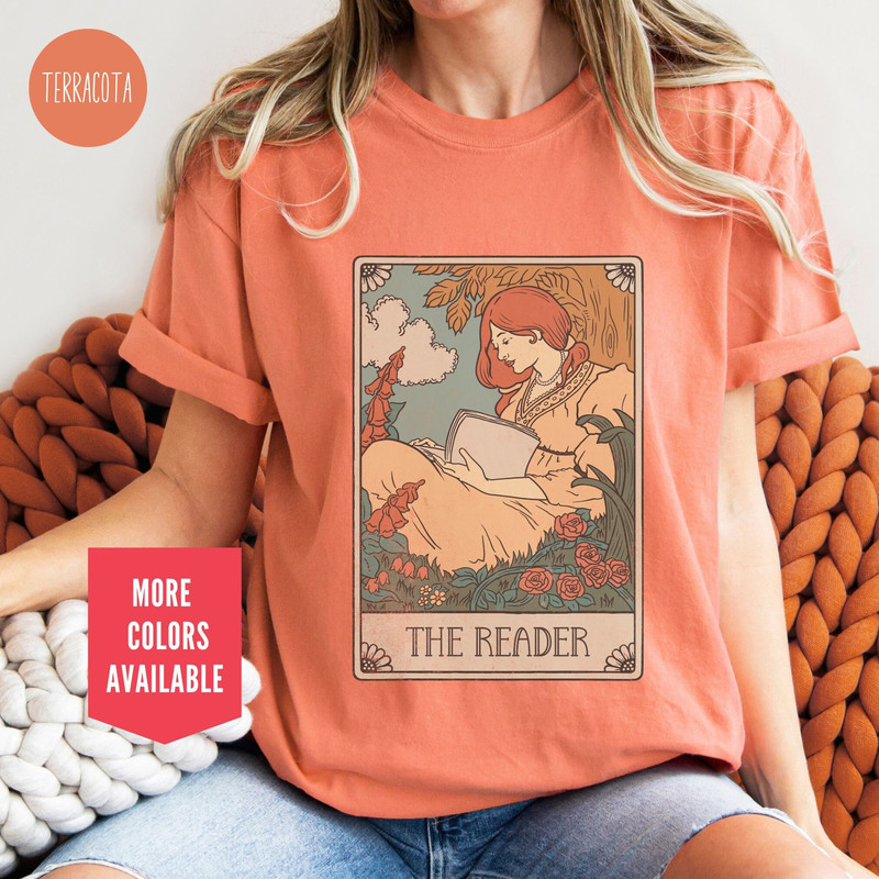 Bookish Tarot Card Comfort Colors Shirt for Book Lover The Reader Tarot Card Vintage Shirt for Bookworms Gift for Mums and Romance Readers.jpg