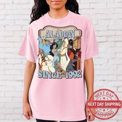 disney aladdin since 1992 characters group shirt, aladdin and jasmine t-shirt, wdw magic kingdom trip shirt, disneyland