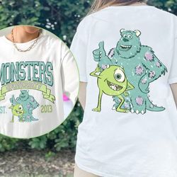 vintage monsters university 2 sided shirt, monster inc comfort color shirt, mike wazowski, mike and sully, disney shirt