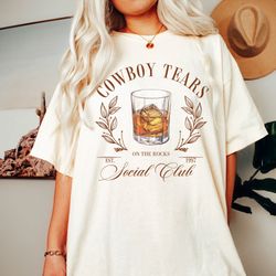 cowboy tears social club shirt, western shirt, whiskey graphic t-shirt, cowboy western shirt