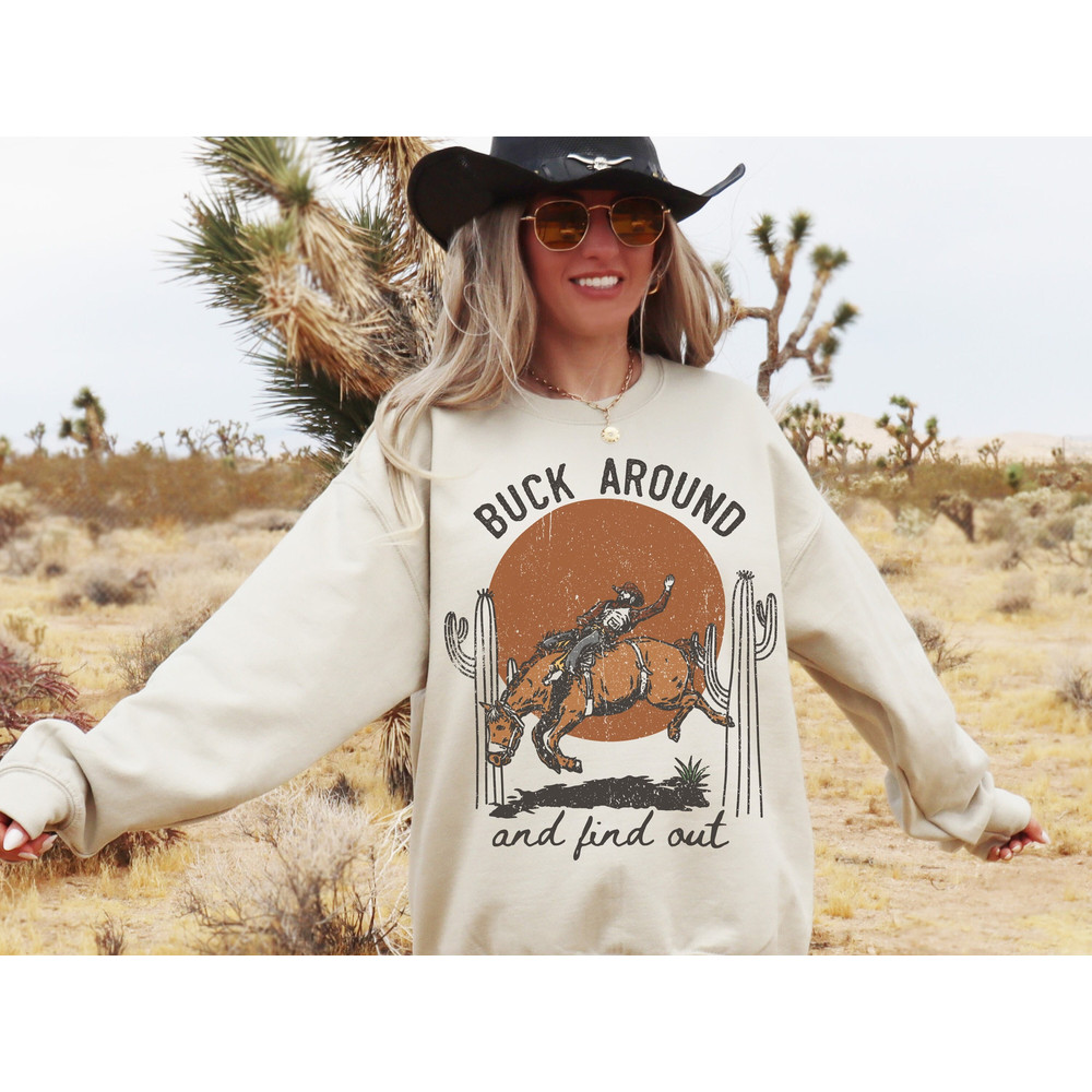 Bucking Bronco Sweatshirt Retro Western Shirt Wild West Gift Western Crewneck Vintage Western Shirt Rodeo Cowboy Shirt Cowgirl.jpg