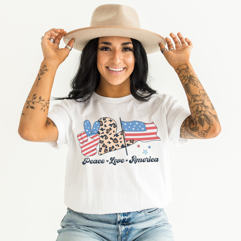 Peace Love America Shirt 4th of July Shirt American Flag Shirt America Red Blue Shirt Patriotic Shirt American Parade Tee Memorial Day US17.jpg