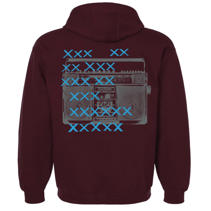 JTxPM, PRE-ORDER, Bass Masters BoomBox, Heavyweight Hoodie, maroon, unisex.jpg