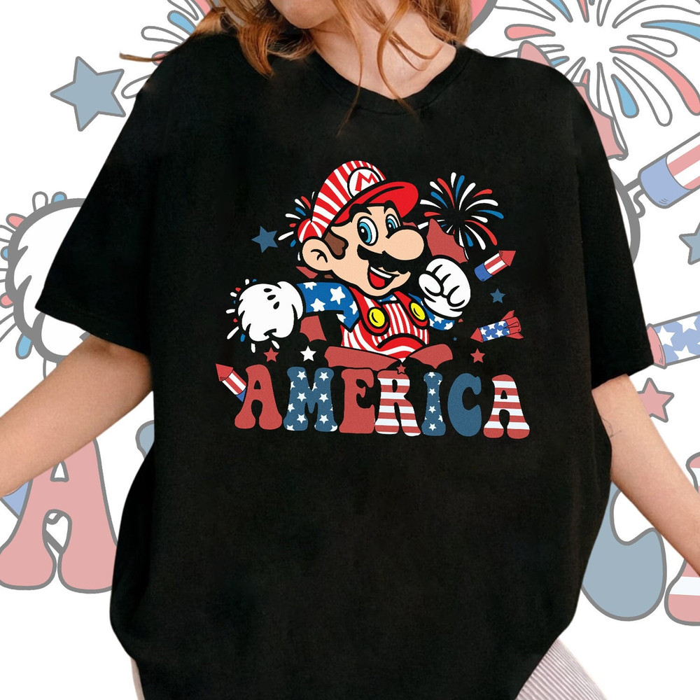 Super Game Fourth Of July Shirt, Mario 4th july Shirt , Independence Day Shirt, Happy 4th of July America, Super Mario USA,  Mario Dad Shirt.jpg
