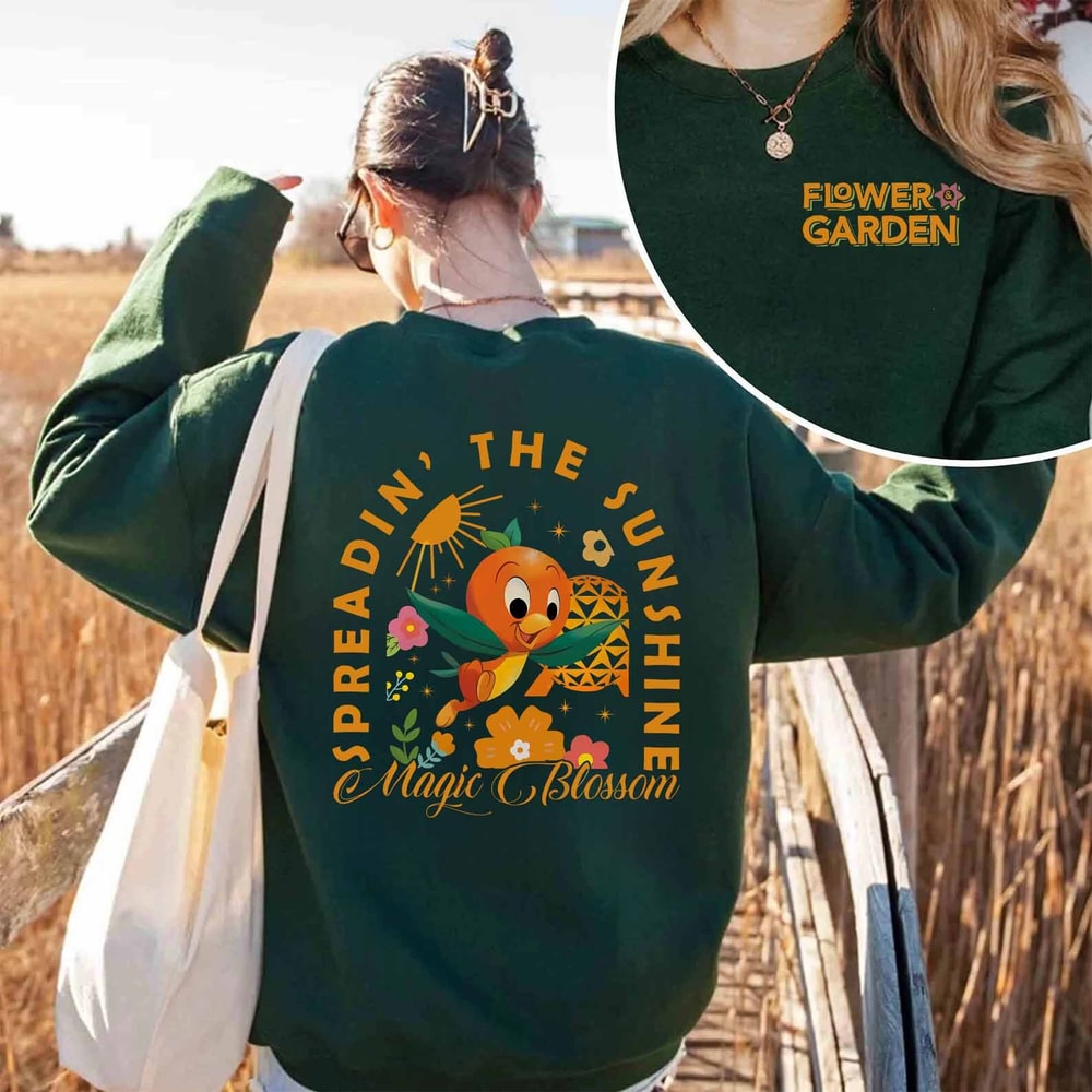 Orange Bird Spreadin Comfort Colors Shirt, The Sunshine Sweatshirt, Magic Blossom Flower and Garden Shirt, Flower and Garden Festival 2024.jpg