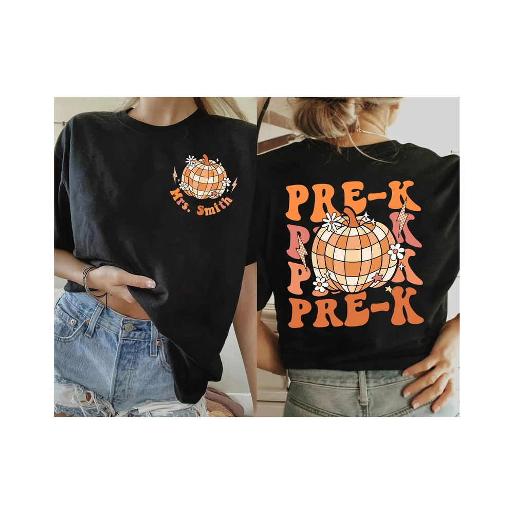 Teacher Shirt, Pre-K Teacher Shirt, Custom PreK Teacher Shirt, Retro Fall Teacher Shirt, Pumpkin Teacher Shirt, Teacher Appreciation Gift.jpg