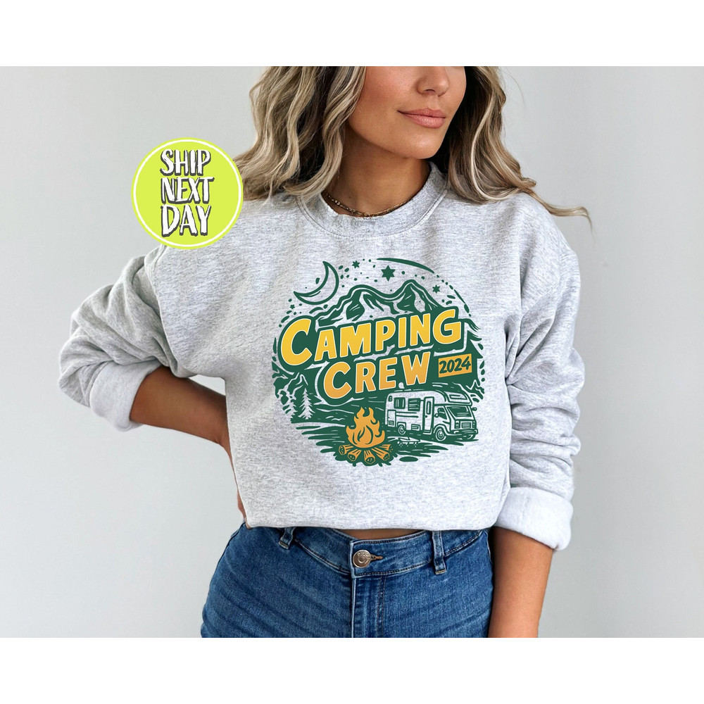 Retro Summer Camping Crew 2024 Sweatshirt, Camping Buddie Hoodie, Hiking Gift Shirt, Nature Lover Sweater, Summer Vacation Sweatshirt -TC142.jpg
