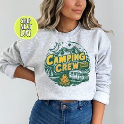 retro summer camping crew 2024 sweatshirt, camping buddie hoodie, hiking gift shirt, nature lover sweater, summer vacati