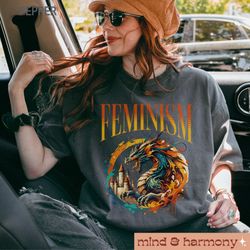 feminism dragon comfort colors shirt, feminist tee fantasy book tshirt bookworm gift f patriarchy dark academia cottagec