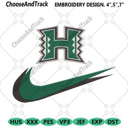 hawai'i rainbow warriors double swoosh nike logo embroidery design file