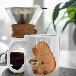 capybara pet drinking coffee 11 oz ceramic mug gift birthday gift
