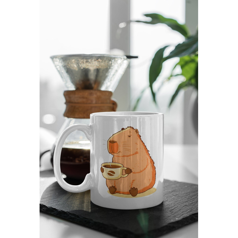 Capybara Pet Drinking Coffee 11 oz Ceramic Mug Gift Birthday Gift.jpg