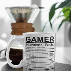 gamer nutrition facts 11 oz ceramic mug gift friend gift colleague gift gamer gift brother gift birthday gift