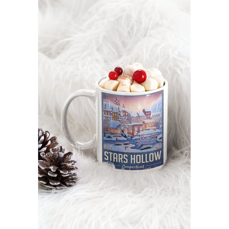 Stars Hollow Gilmore Girls Winter View White 11 oz Ceramic Mug Gift Birthday Gift.jpg