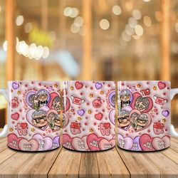 Couple Valentine 11oz Coffee Mug Wrap Png, 3D Inflated Pink Valentine Mug, Happy Valentines Day Wrap, Wife and Husband