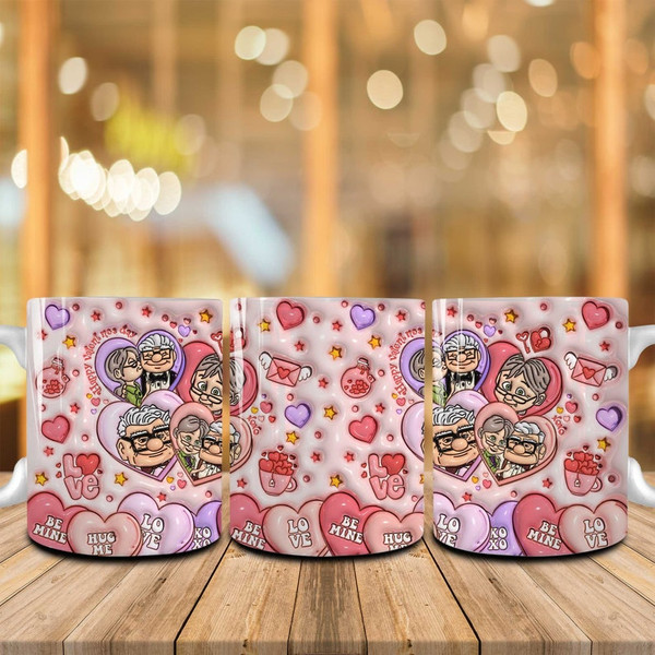 Couple Valentine 11oz Coffee Mug Wrap Png, 3D Inflated Pink Valentine Mug, Happy Valentines Day Wrap, Wife and Husband, Anniversary Gift1.jpg
