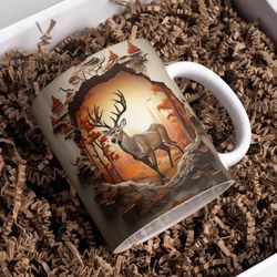 3d deer in wall hole mug