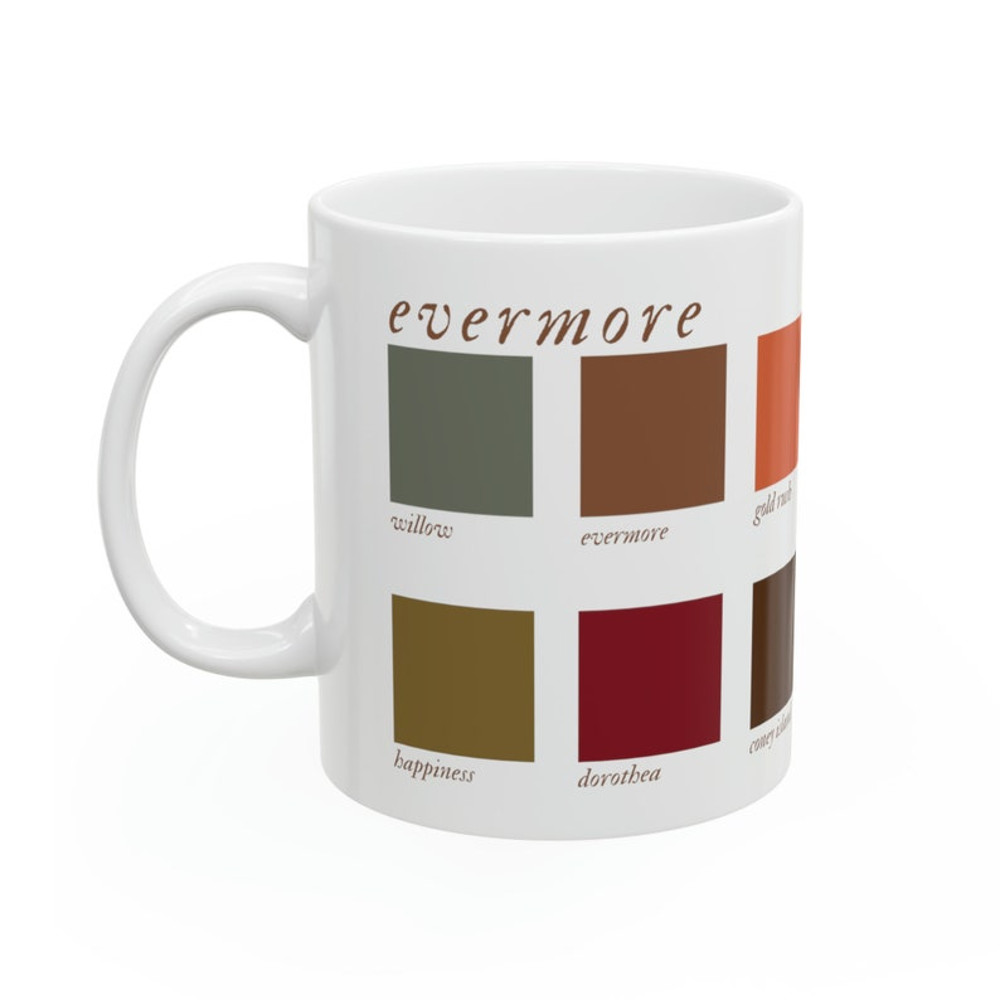 Evermore track mug, Evermore gift, Taylor Swift, Swifte, Eras tour mug, Color pallette mug, Ceramic Mug, 11oz1.jpg