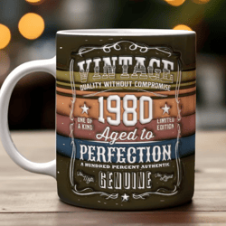 Vintage 1980 Aged to Perfection Mug, Mothers Day Mug 11oz, 15oz Mug
